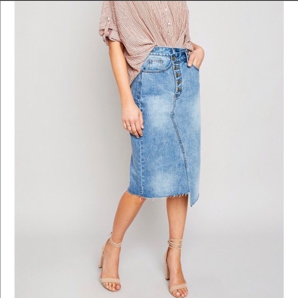 ASYMMETRICAL Denim Skirt - Picture 5 of 9